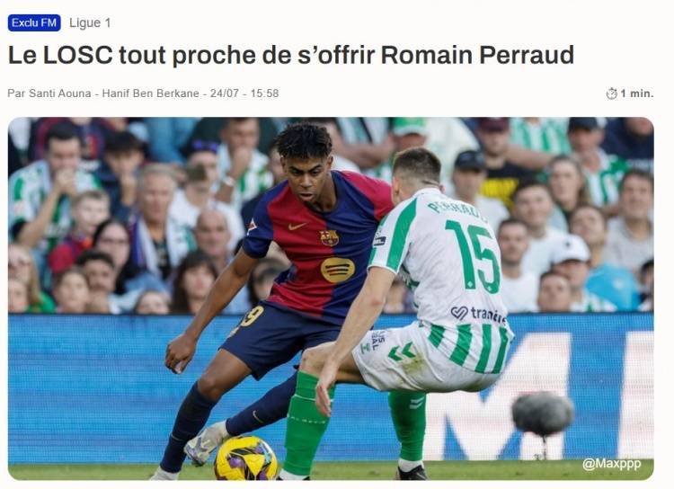 法媒：里尔有意贝蒂斯左后卫罗曼-佩罗