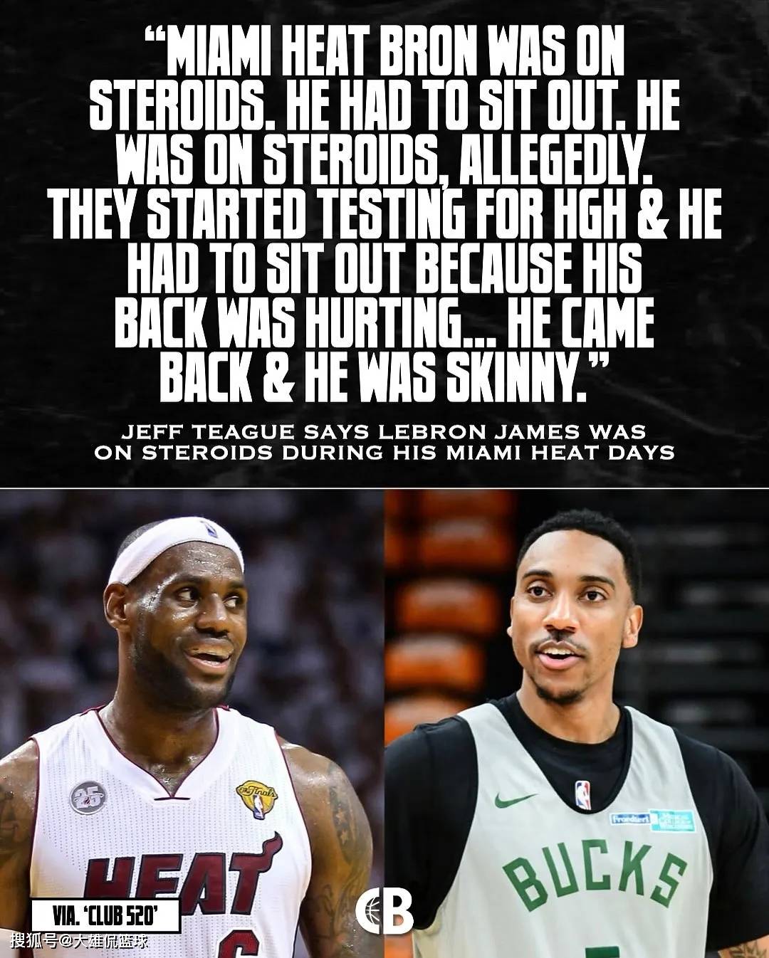 真敢说，杰夫蒂格称詹姆斯使用过类固醇，众所周知(zhen gan shuo jie fu di ge cheng zhan mu si shi yong guo lei gu chun zhong suo zhou zhi)