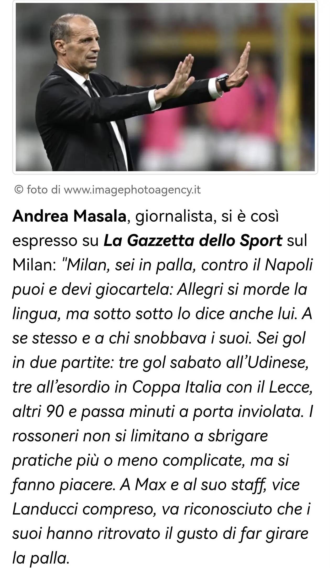 意甲知名媒体人:米兰应保持冷静,只有战胜那不勒斯才能回应那些质疑阿莱格里的人(yi jia zhi ming mei ti ren mi lan ying bao chi leng jing zhi you zhan sheng na bu le si cai neng hui ying nei xie zhi yi a lai ge li de ren)